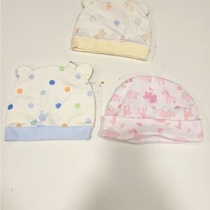 SHEIN Baby Hats with Animal Prints - White, Pink, Yellow